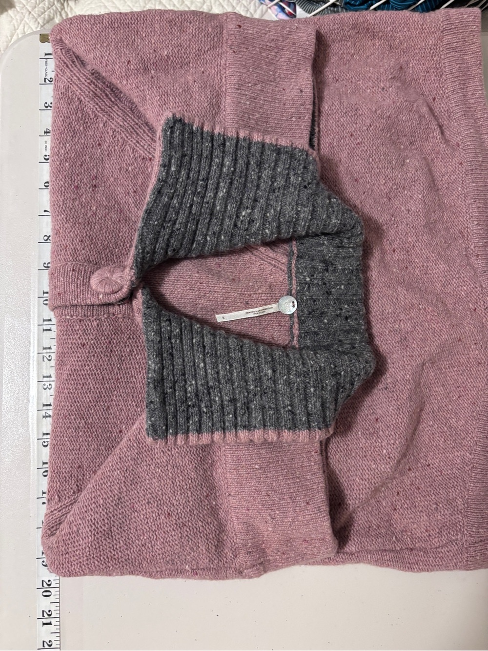 Margaret O’Leary Cottagecore Cardigan Size Medium Twee Quiet Luxury Wide Collar - Picture 7 of 12